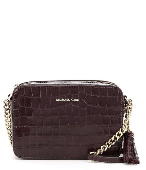 michael michael kors ginny tasseled crocodile-embossed chain cross-body bag|michael kors handbags review.